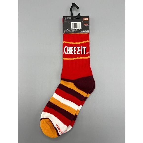 Odd‎ Sox, Cheez It Crackers, Novelty Crew Socks Fits 6-13 Combed Cotton - Picture 2 of 2